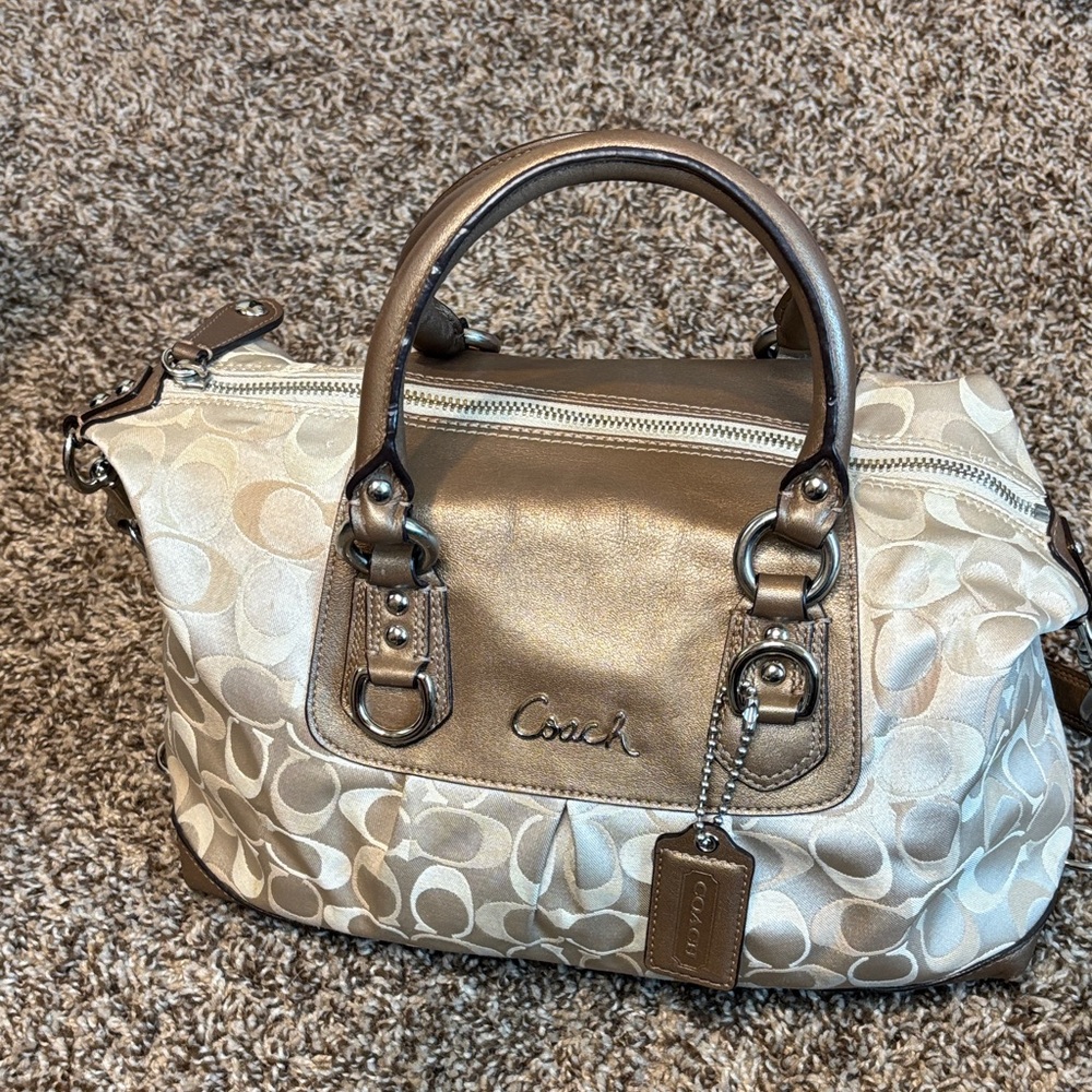 Coach Ashley Beige and Brown Women's Bag
